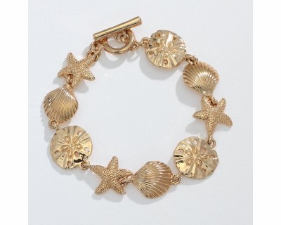 Gold Toned Sea Life Link Bracelet