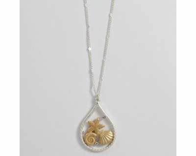 Silver and Gold Toned Sea Shells Necklace