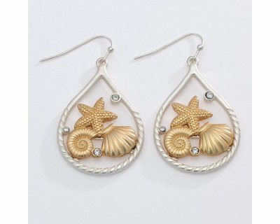Silver and Gold Toned Sea Shells Earrings