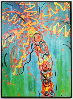 60" x 44" Multicolored Palm Tree Canvas in a Black Frame