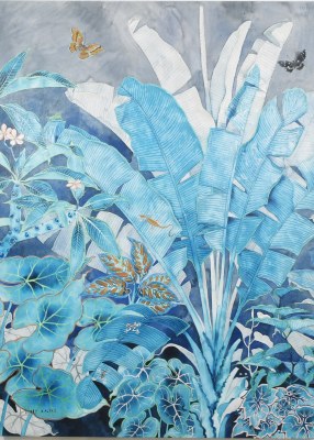 60" x 44" Tropical Blues Wrapped Canvas