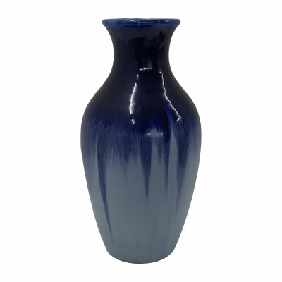 16" Dark Blue Ceramic Drip Vase