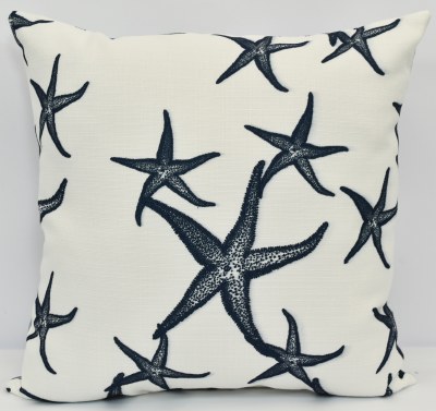 19" Sq Navy Starfish Decorative Pillow