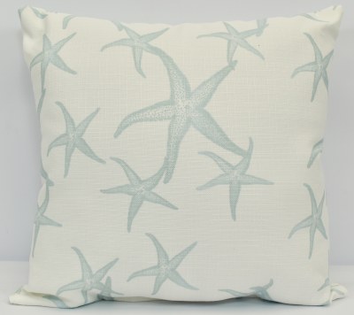 19" Sq Aqua Starfish Decorative Pillow