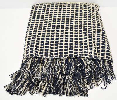 50" x 60" Blue and White Grid Throw Blanket