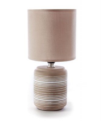 10" Beige and White Stripe Ceramic Table Lamp