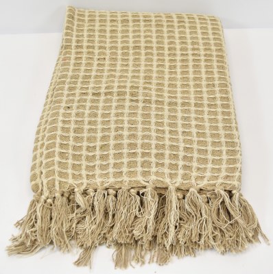 50" x 60" Taupe and Cream Grid Throw Blanket