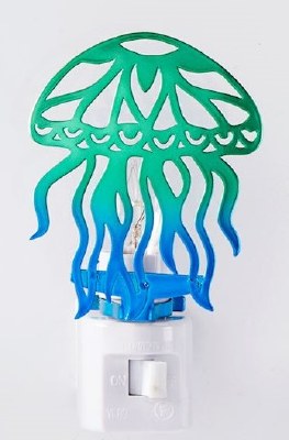 6" Blue and Green Metal Jellyfish Nightlight