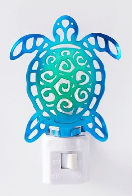 6" Blue and Green Metal Sea Turtle Nightlight