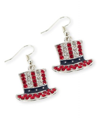 Red, White, and Blue Top Hat Earrings