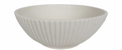 10" Round Ribbed Ivory Ceramic Bowl