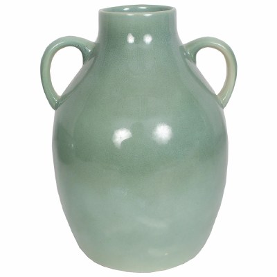 8" Sage Two Handle Ceramic Vase