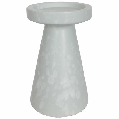 8" Two Toned White Ceramic Pillar Candleholder