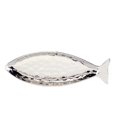 Small Silver Fish Shape Ceramic Platter
