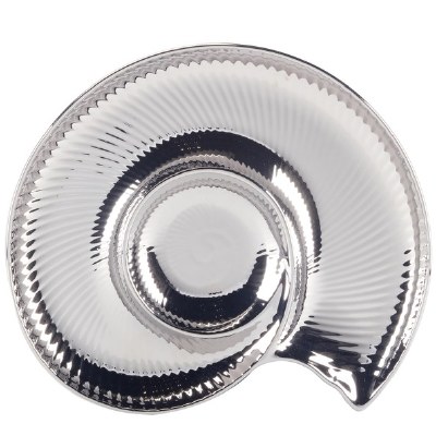 Silver Ceramic Nautilus Chip & Dip Dish