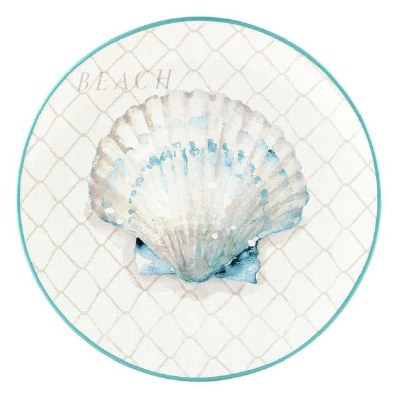 11" Round Scallop Shell Ocean View Ceramic Plate
