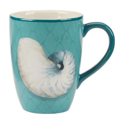 20 Oz Teal Ceramic Nautilus Mug