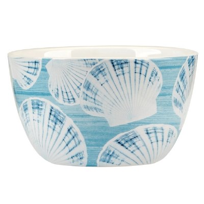 5" Round Blue Scallop Shell Ceramic Bowl