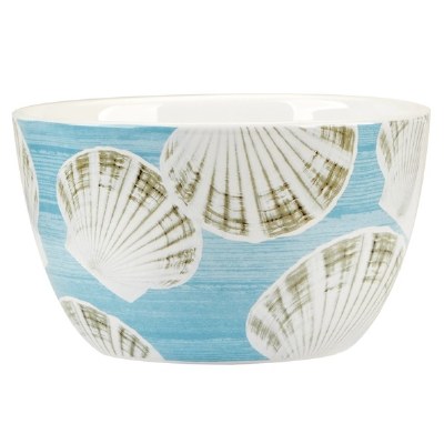 5" Round Taupe Scallop Shell Ceramic Bowl