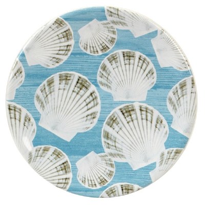 6" Round Taupe Scallop Shell Ceramic Plate