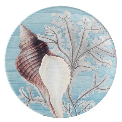 9" Round Conch Shell Ceramic Plate