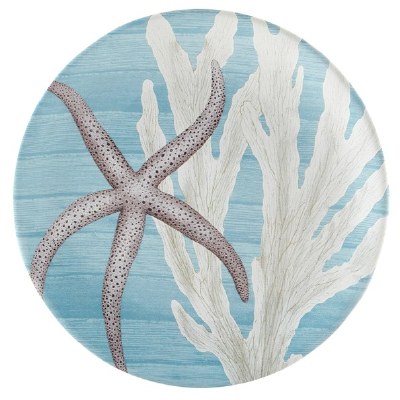 9" Round Brown Starfish Ceramic Plate