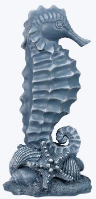 11" Dark Blue Polyresin Seahorse Statue