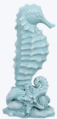 11" Light Blue Polyresin Seahorse Statue