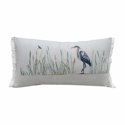 14" x 24" Great Blue Heron on Gray Decorative Pillow