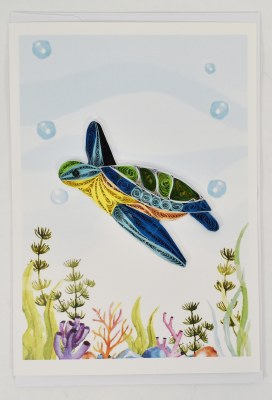 Blue Sea Turtle Quilling Card