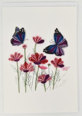 Butterfly and Flowers Quilling Card