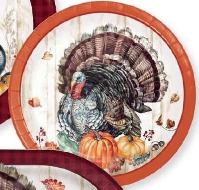 Pack of Eight 7" Round Brown Turkey Paper Plates