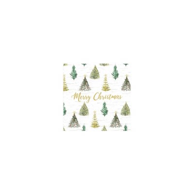 6.5" Square "Merry Christmas" Christmas Trees Lunch Napkins