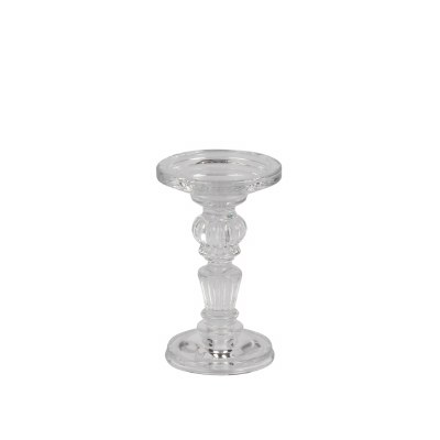 6" Clear Glass Pillar and Taper Candleholder