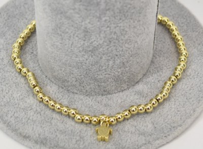 9.5" Gold Toned 4mm Balls Sea Turtle Anklet