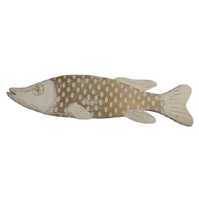 40" Natural and Distressed White Fish Wall Art Plaque