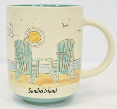 18 Oz Sanibel Island Two Blue Adirondack Chairs Ceramic Mug