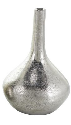 8" Silver Metal Teardrop Vase