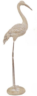 27" Beige Heron Statue With It's Head Forward
