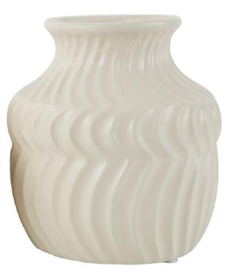 6" Cream Ceramic Wave Vase