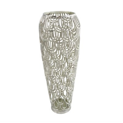25" Silver Openwork Metal Vase