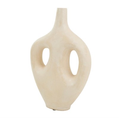17" Cream Two Hole Paper Mache Vase