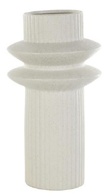 14" White Two Rings at the Top Ceramic Vase