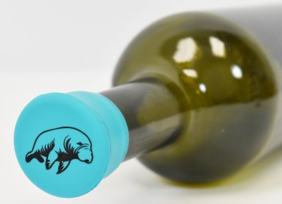 Teal and Black Manatee Silicone Bottle Cap