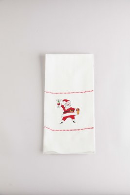 26" x 18" Cocktails With Santa Claus Christmas Kitchen Towel