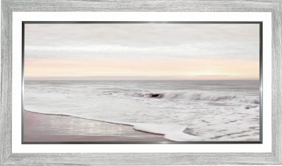 26" x 46" Sandy Beach Waves Coastal Gel Textured Print in a Graywash Frame