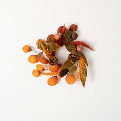 4.5" Opening Faux Mixed Fall Leaves Candle Ring