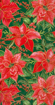 8.5" x 4.5" Red and Green Poinsetta Guest Towels