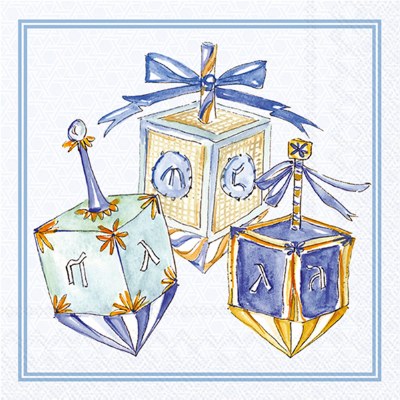 5" Square Rosanne Beck Dreidels Beverage Napkins