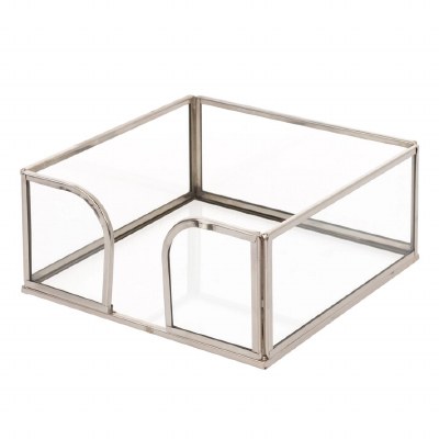 Silver Edge Glass Beverage Napkin Holder